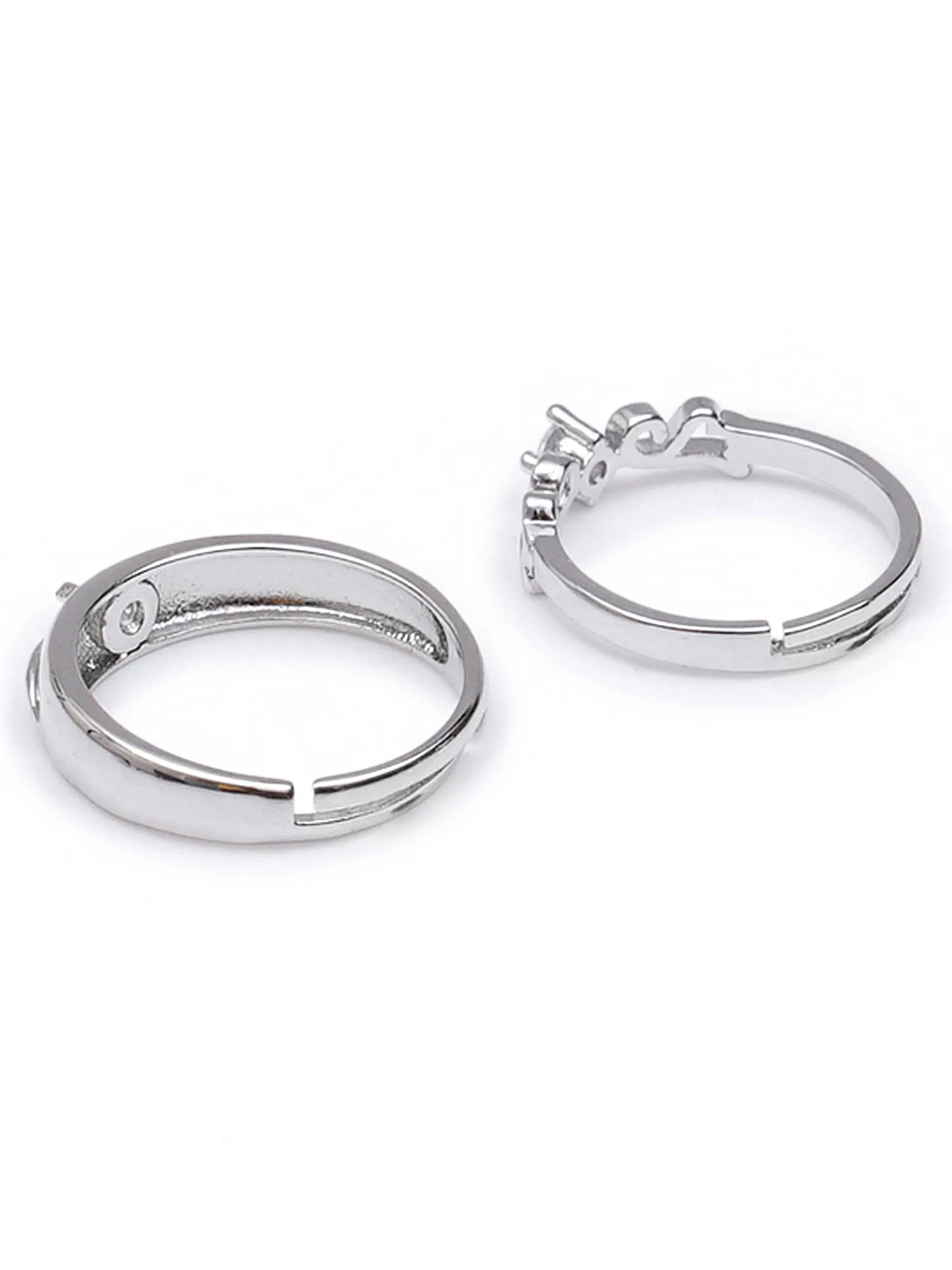 Platinum Plated Elegant Couple Adjustable Solitare Ring