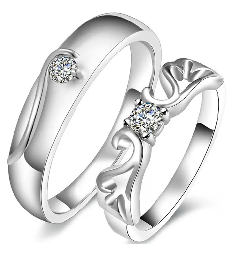 Platinum Plated Elegant Couple Adjustable Solitare Ring