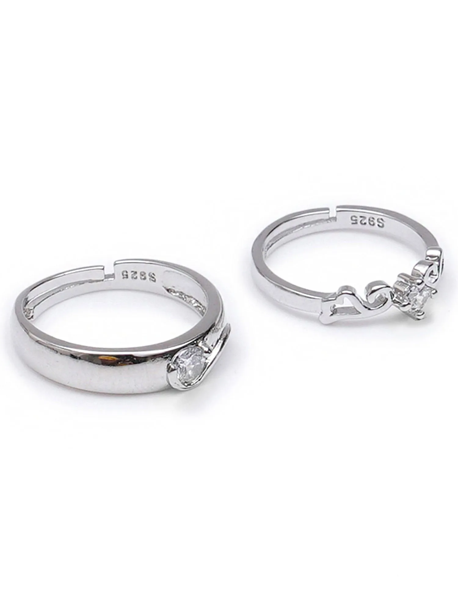 Platinum Plated Elegant Couple Adjustable Solitare Ring
