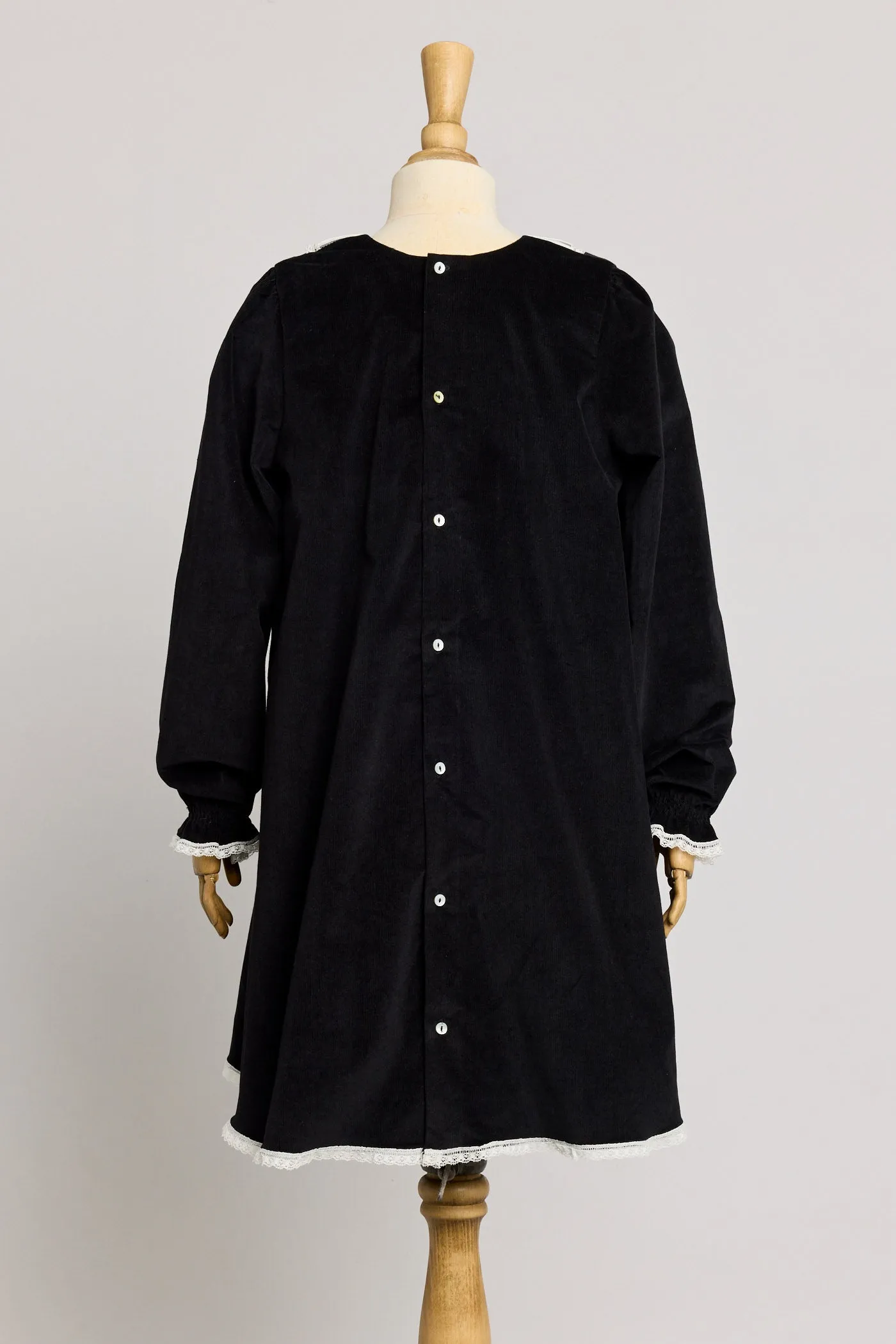 Pleated Dress in Black BabyCord