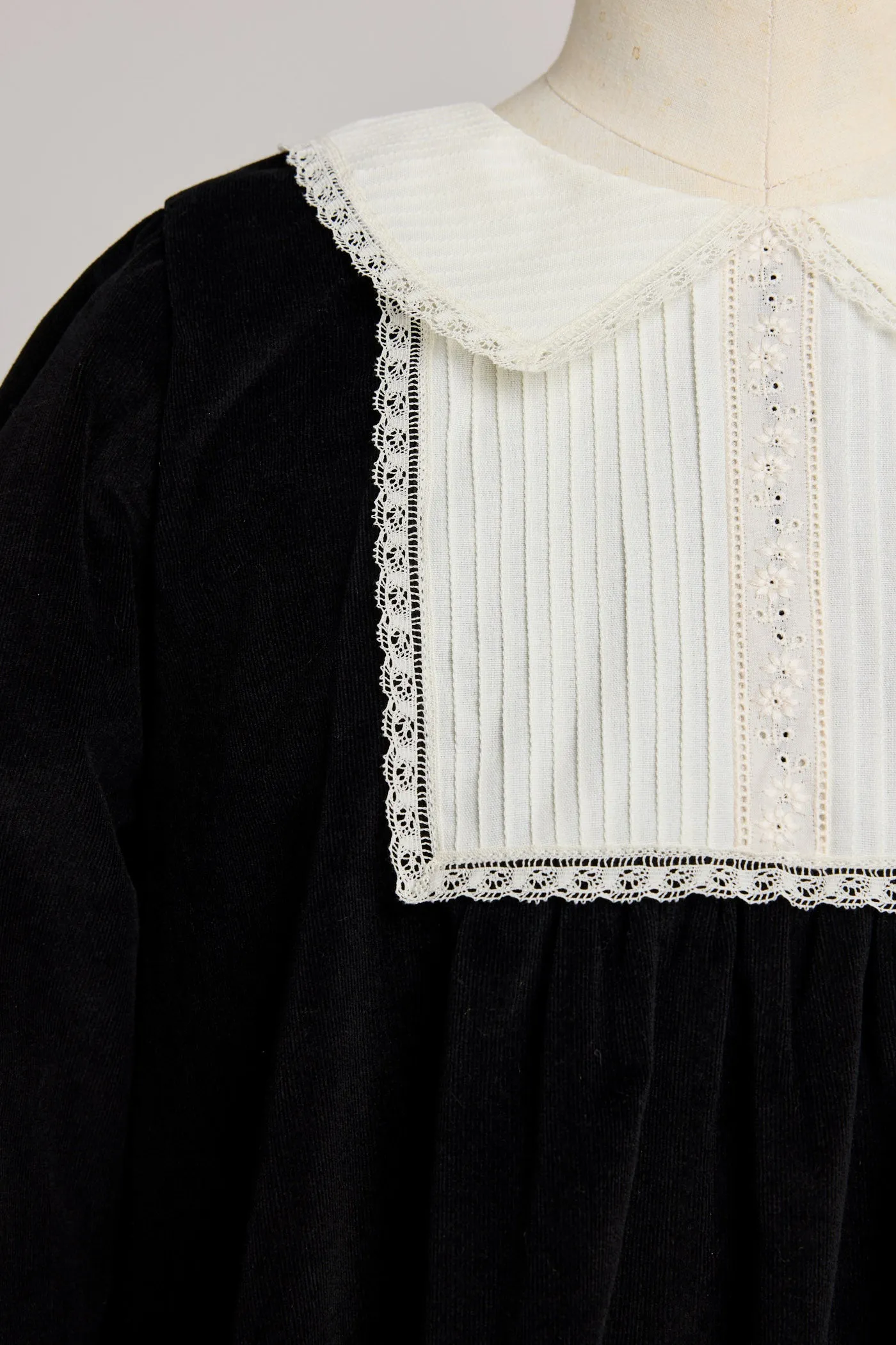 Pleated Dress in Black BabyCord