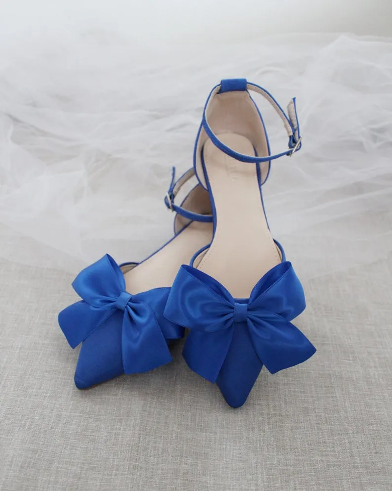 Pointy Toe flats with Front Satin Bow