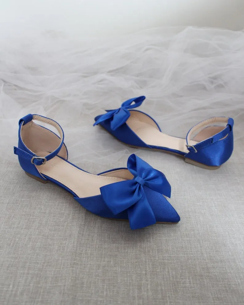 Pointy Toe flats with Front Satin Bow
