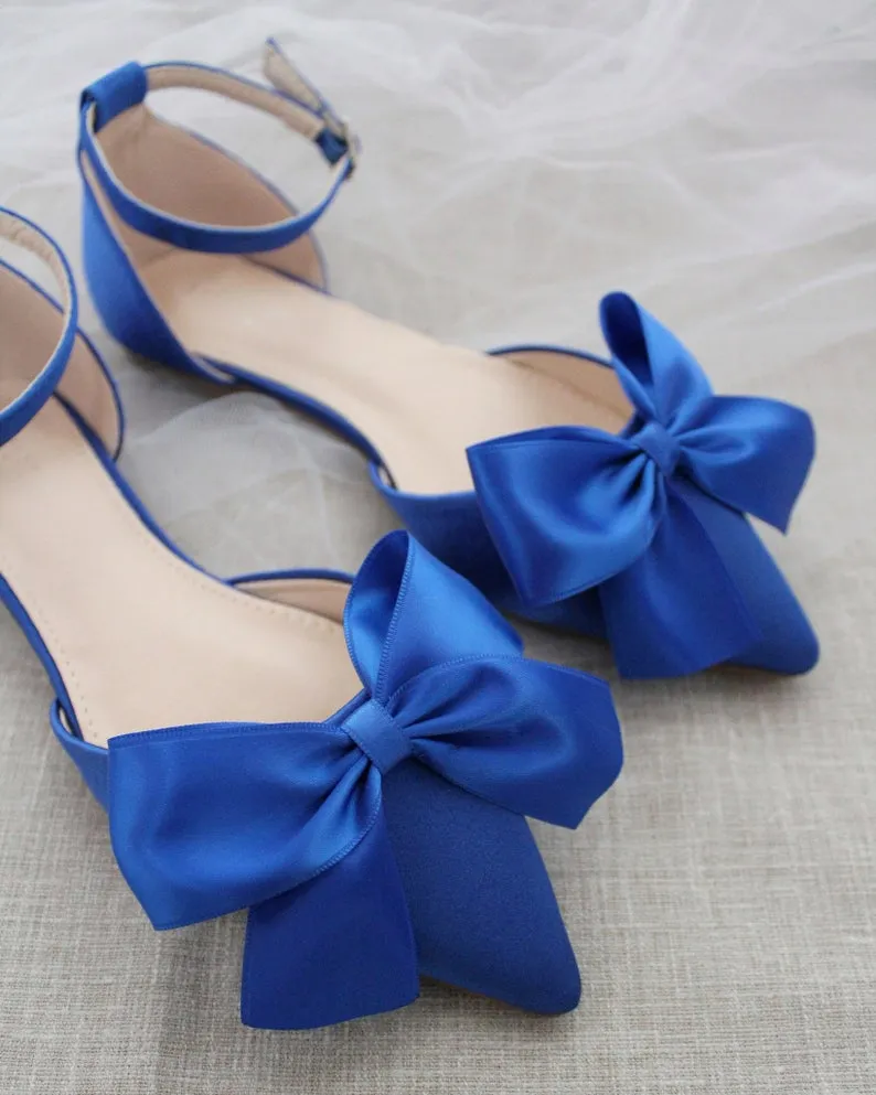 Pointy Toe flats with Front Satin Bow