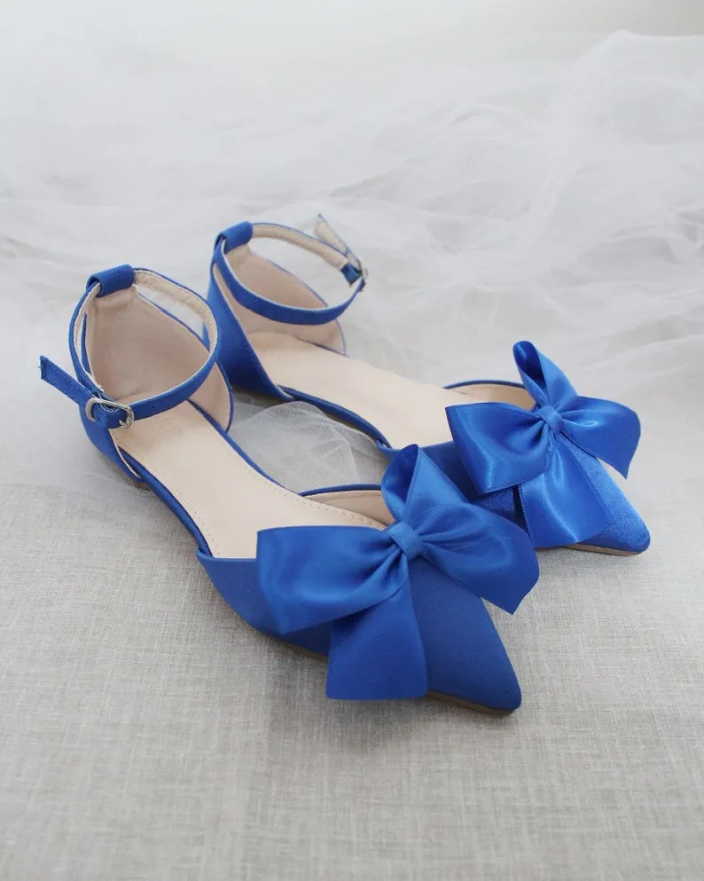 Pointy Toe flats with Front Satin Bow
