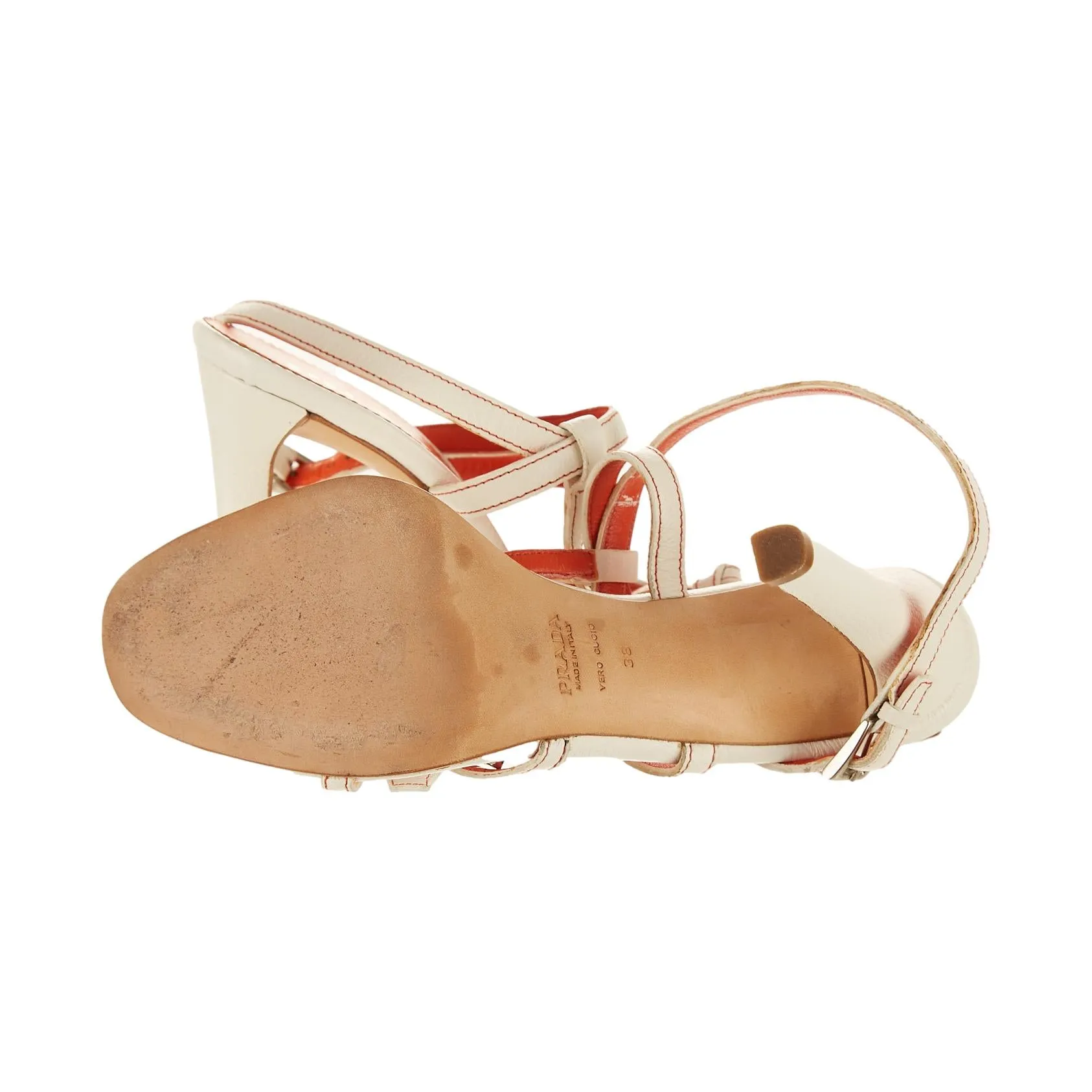 Prada White Strap Heels