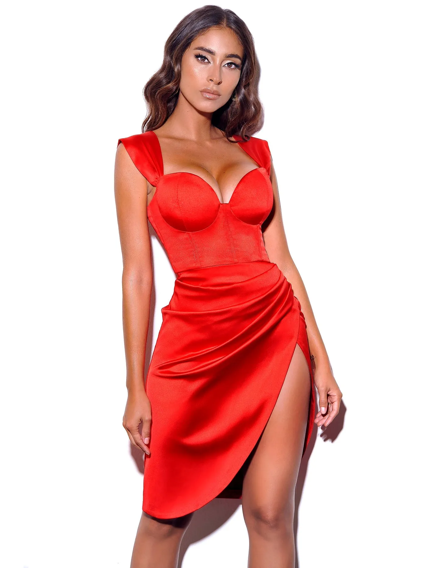 PRE-ORDER Lola Satin Corset Dress X Red