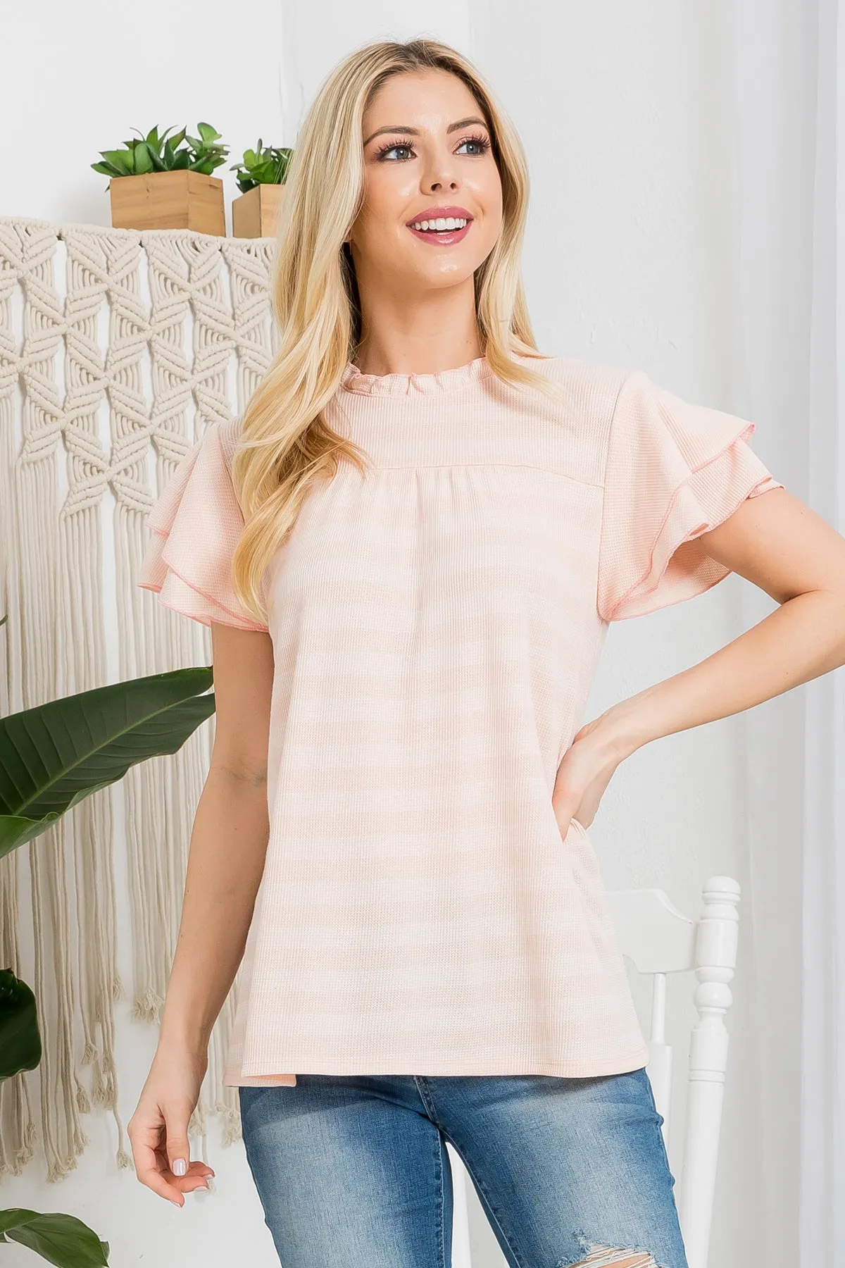 Print Butterfly Sleeve Top | S-XL