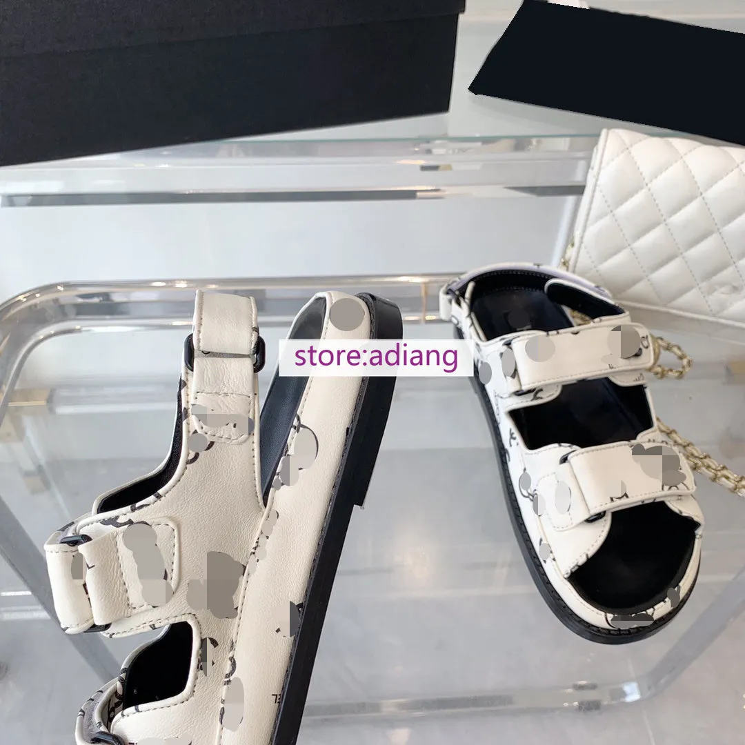 print leather flats sandals fashion shoes women 2023 black beige 35-40 high quality