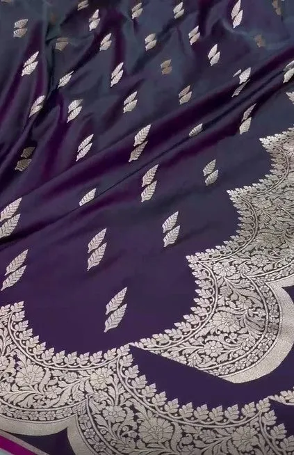 Pure Mashru Silver Zari Satin Silk Saree