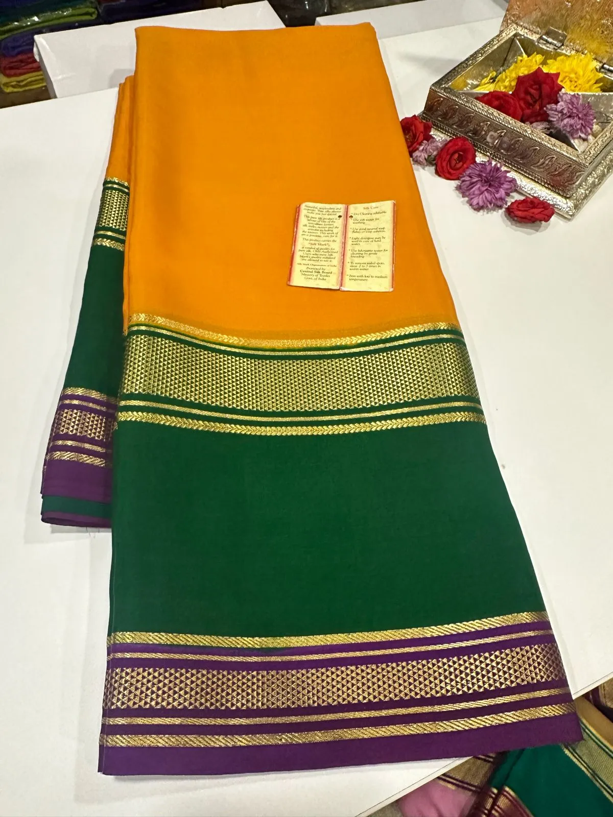 Pure Mysoore Silk Saree In Double Shade