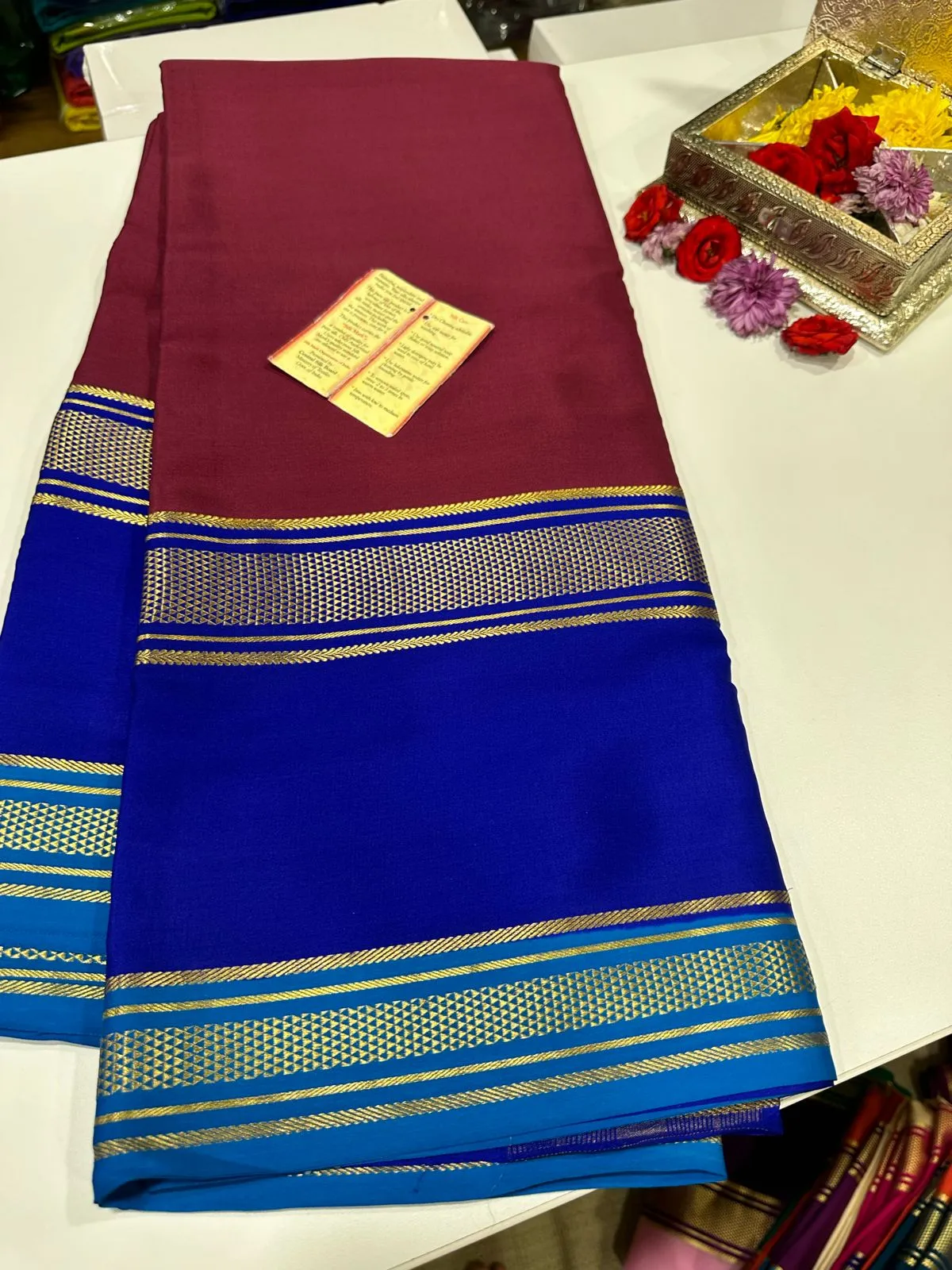 Pure Mysoore Silk Saree In Double Shade