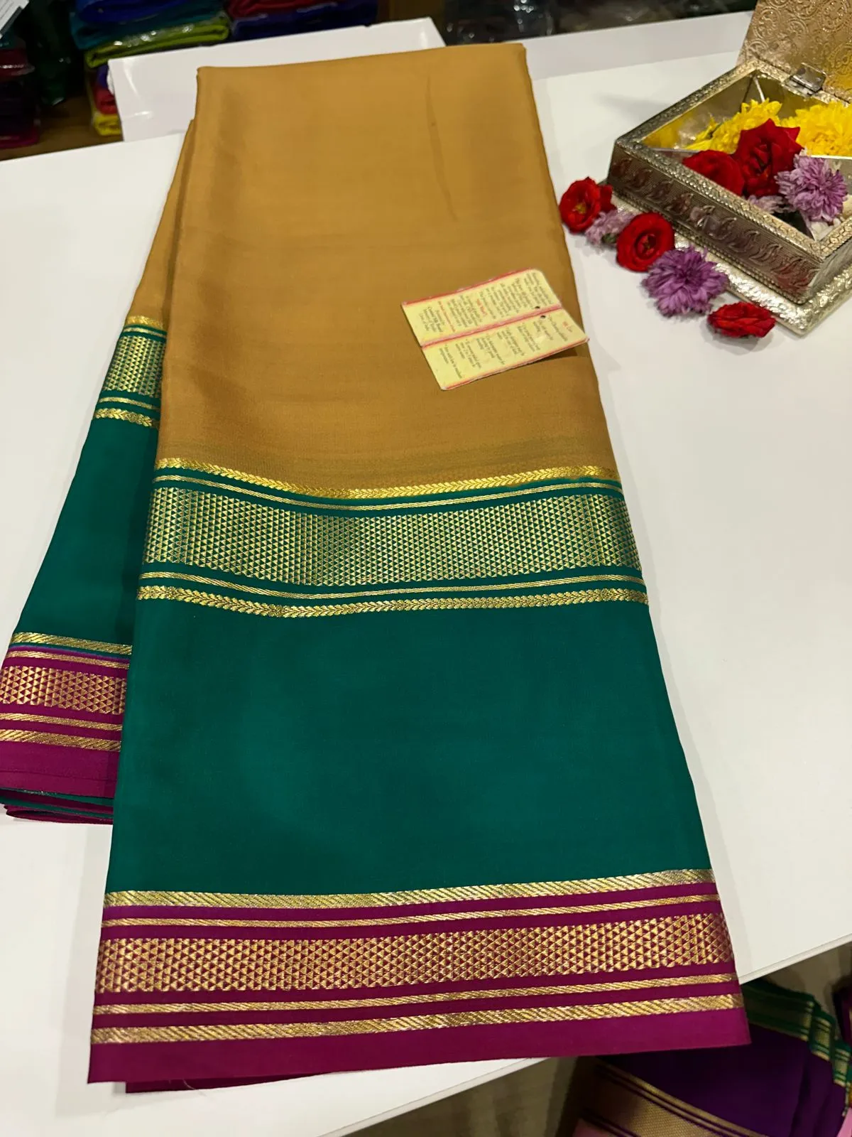 Pure Mysoore Silk Saree In Double Shade
