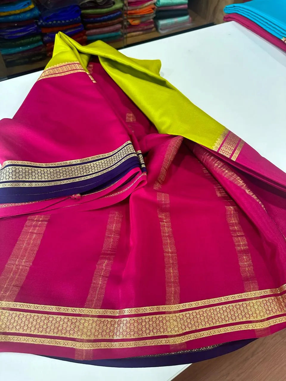 Pure Mysoore Silk Saree In Double Shade