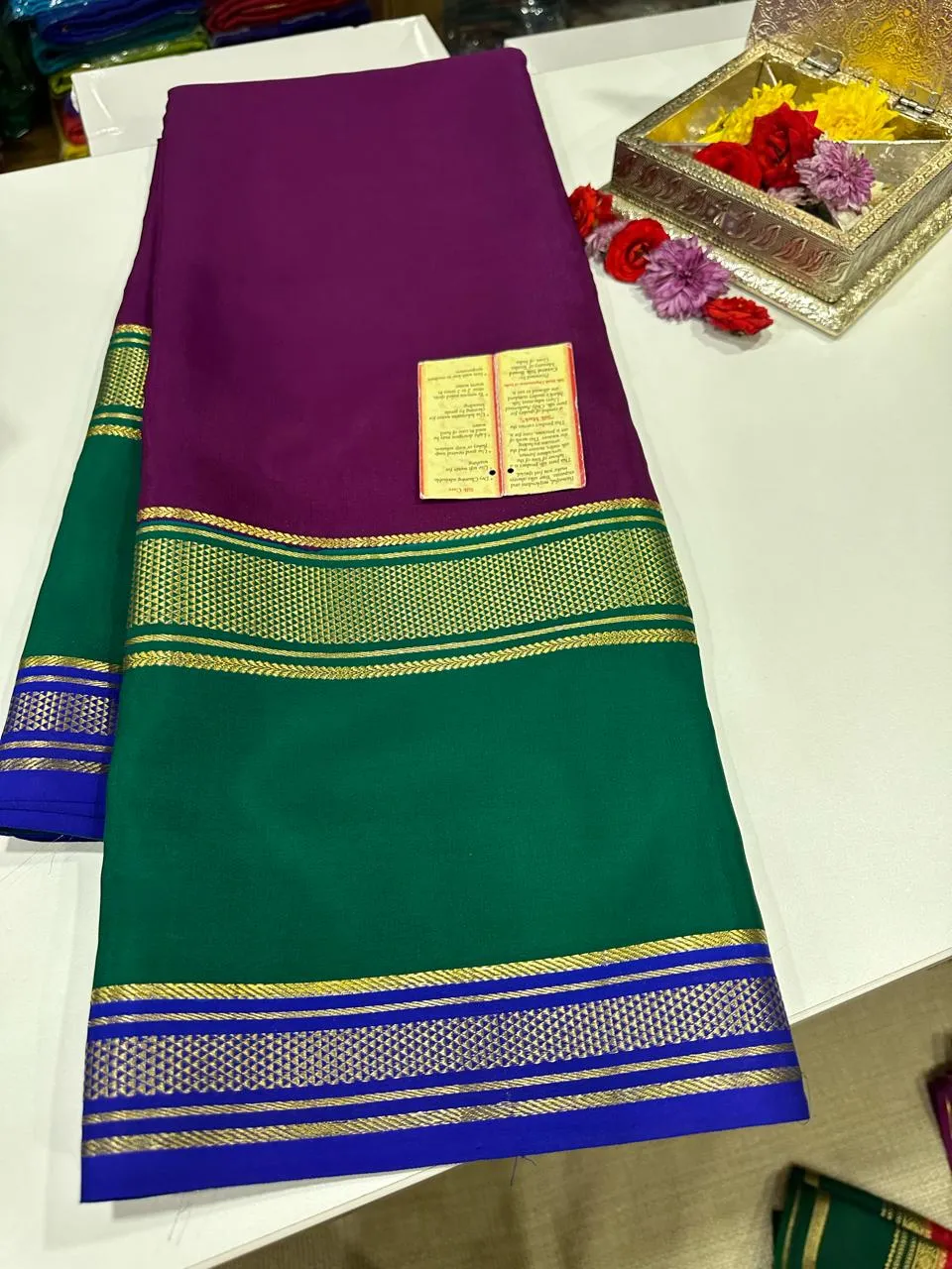 Pure Mysoore Silk Saree In Double Shade