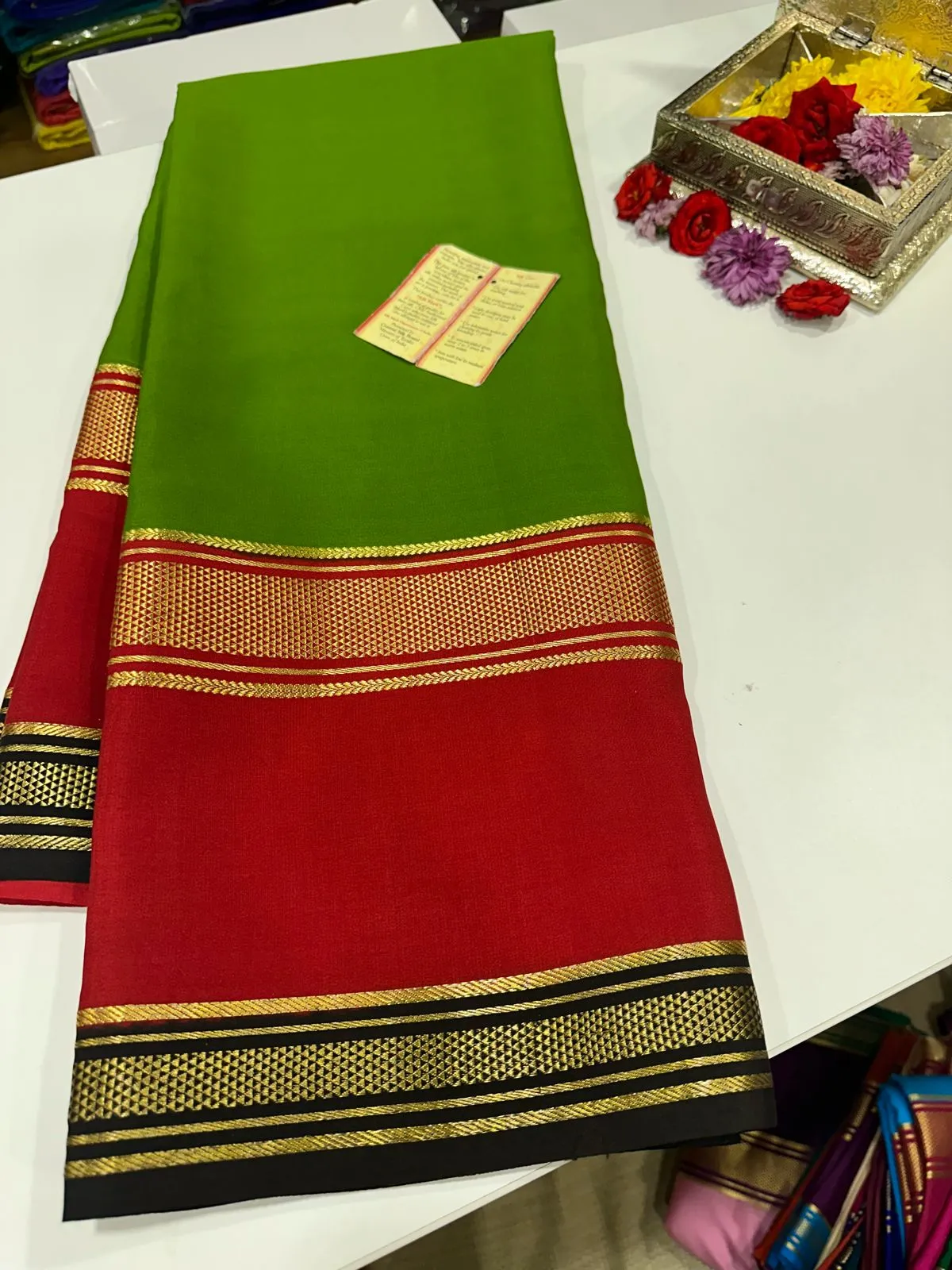 Pure Mysoore Silk Saree In Double Shade