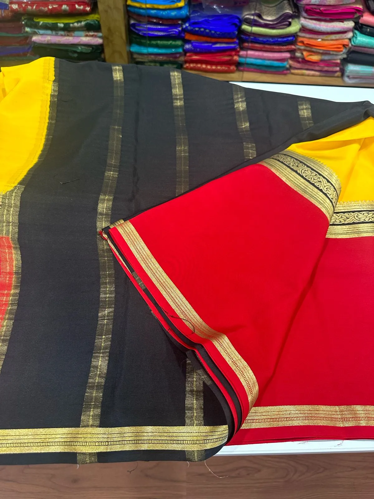 Pure Mysoore Silk Saree In Double Shade
