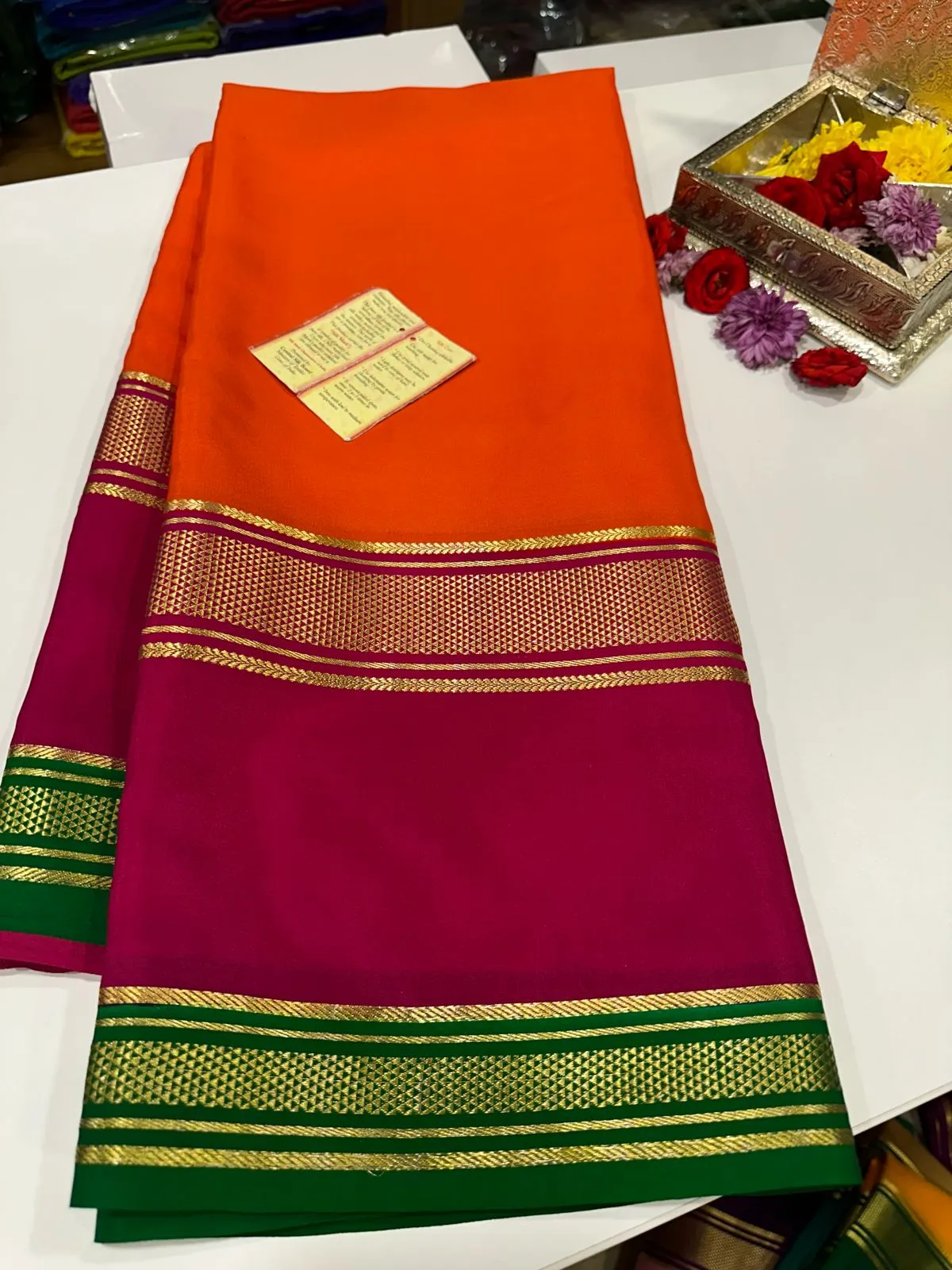 Pure Mysoore Silk Saree In Double Shade