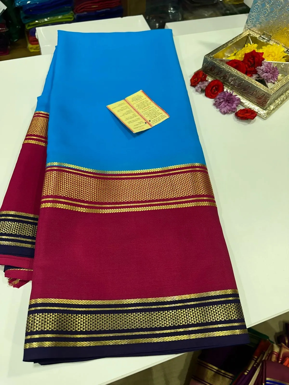 Pure Mysoore Silk Saree In Double Shade