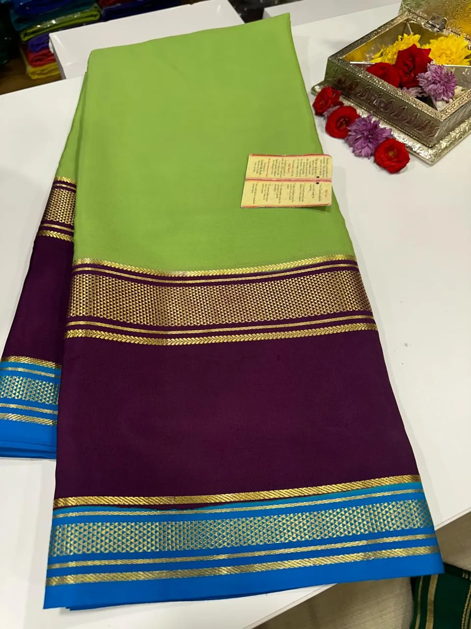 Pure Mysoore Silk Saree In Double Shade