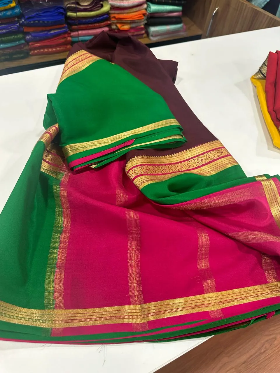 Pure Mysoore Silk Saree In Double Shade