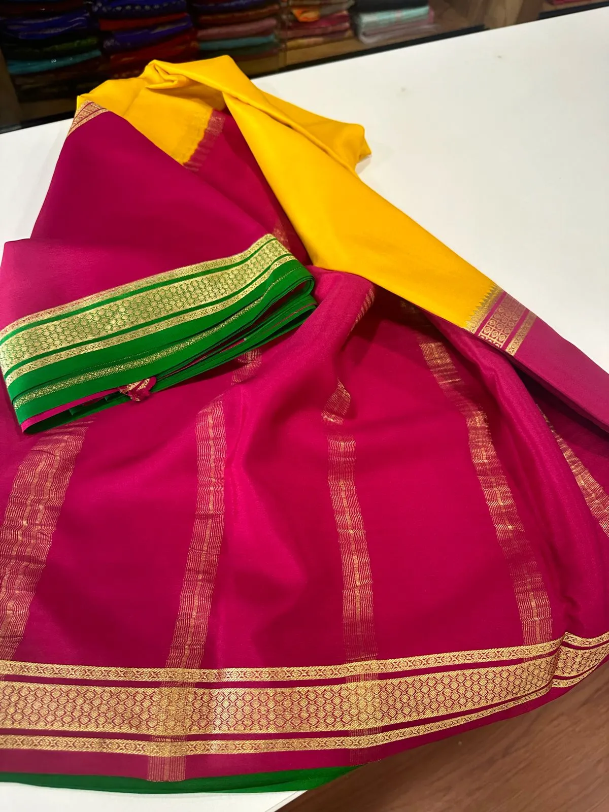 Pure Mysoore Silk Saree In Double Shade