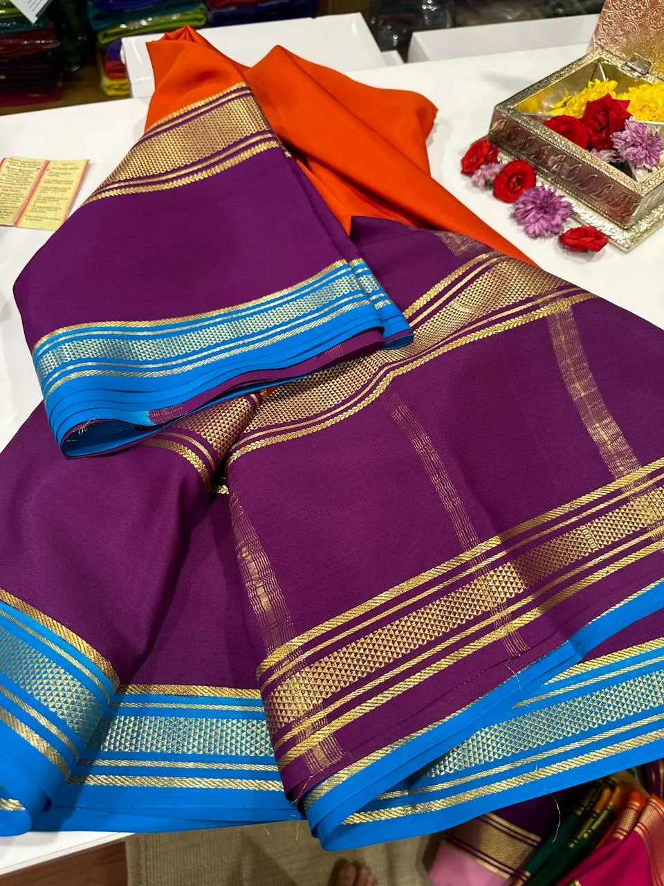 Pure Mysoore Silk Saree In Double Shade
