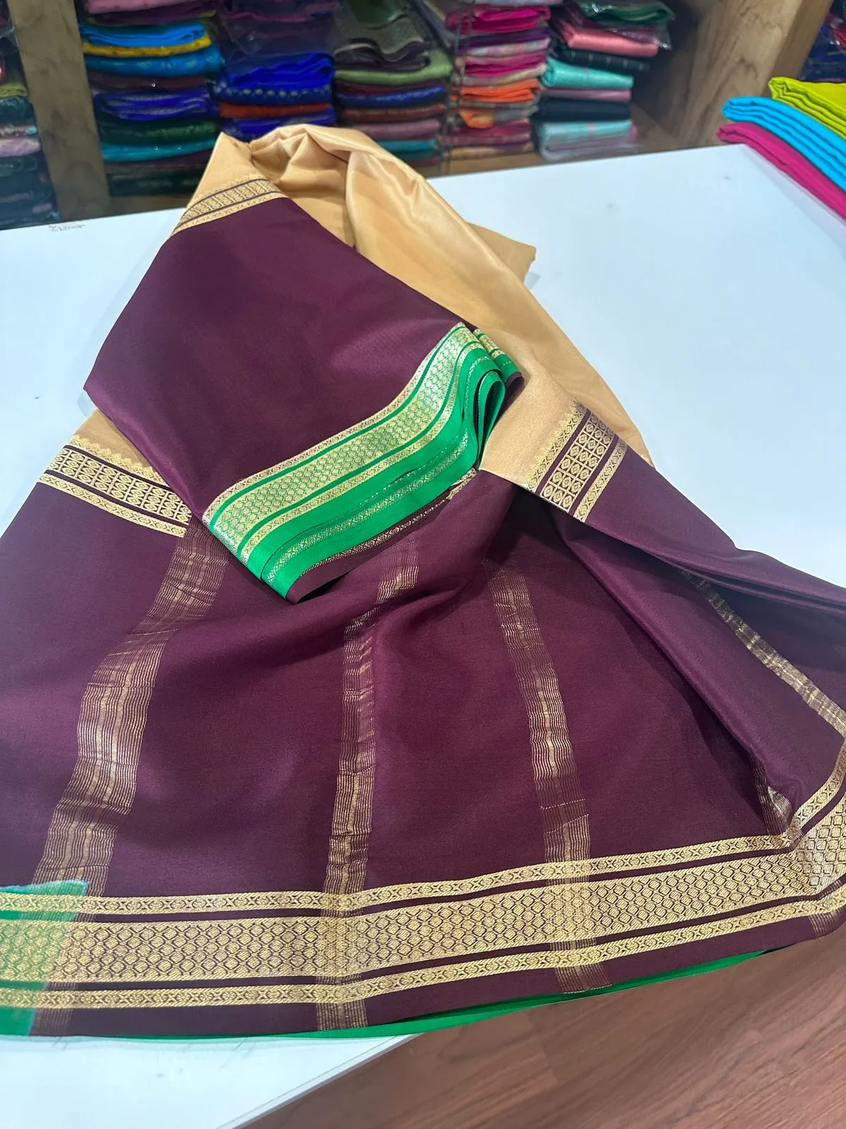 Pure Mysoore Silk Saree In Double Shade