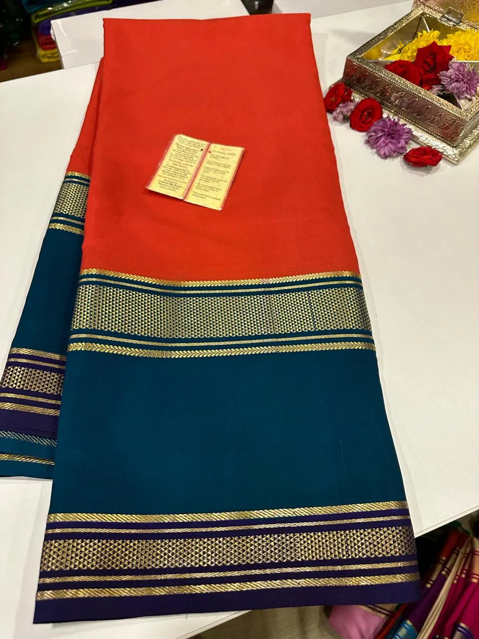 Pure Mysoore Silk Saree In Double Shade