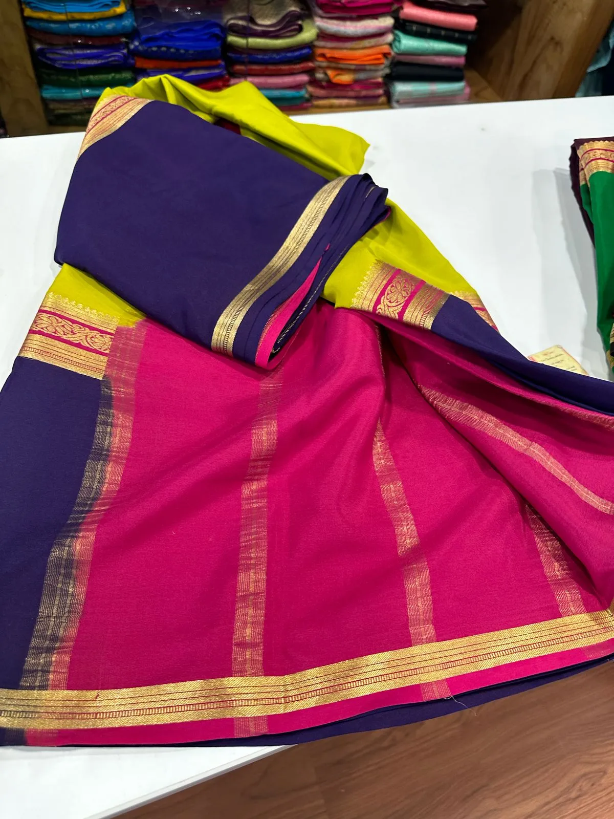 Pure Mysoore Silk Saree In Double Shade