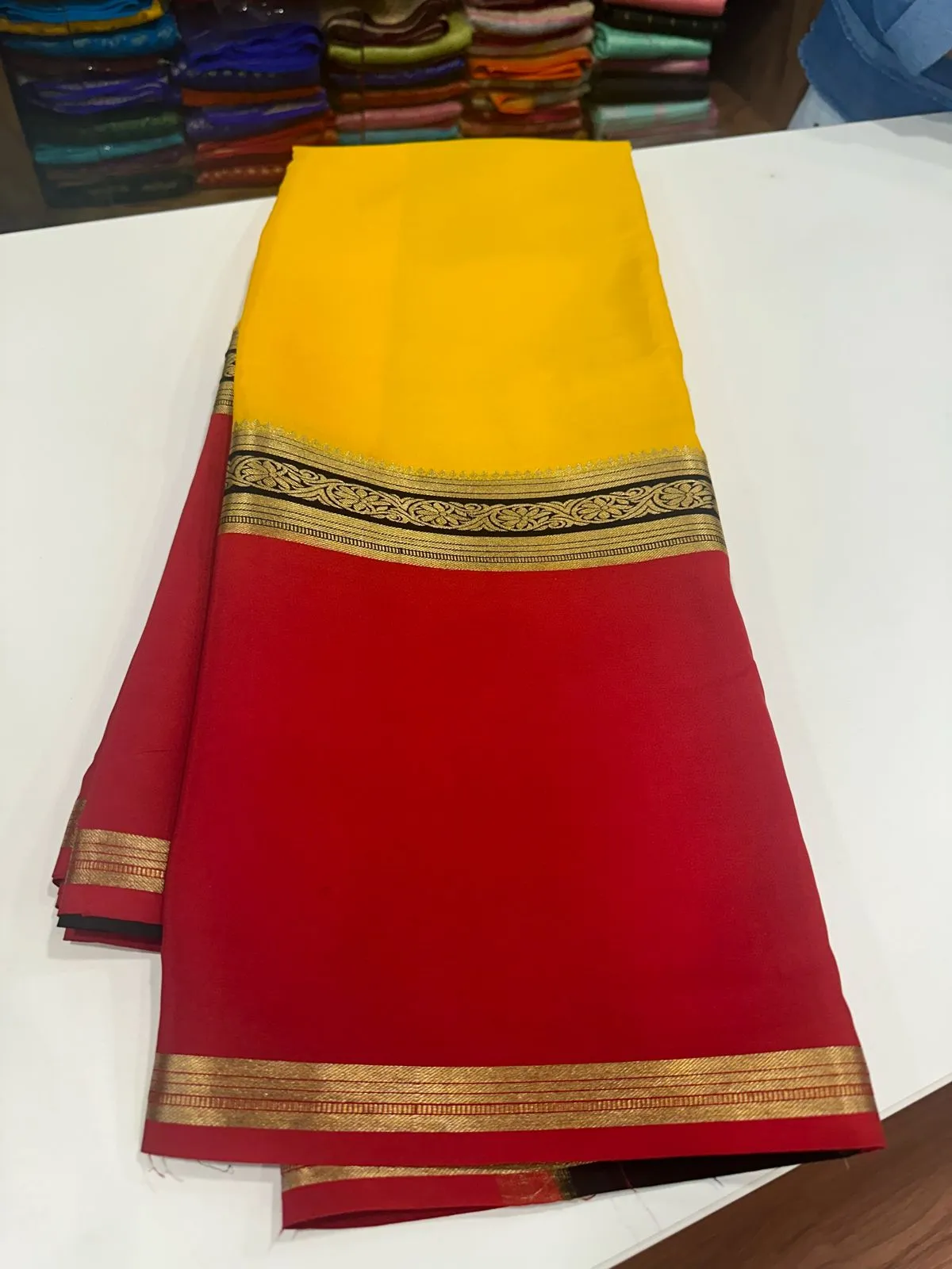 Pure Mysoore Silk Saree In Double Shade