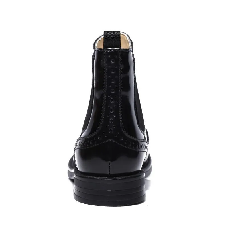 quality flats genuine leather chelsea boots slip on winter warm fur boots women brogue shoes