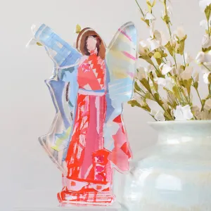 "Good News" Angel Acrylic Block Red