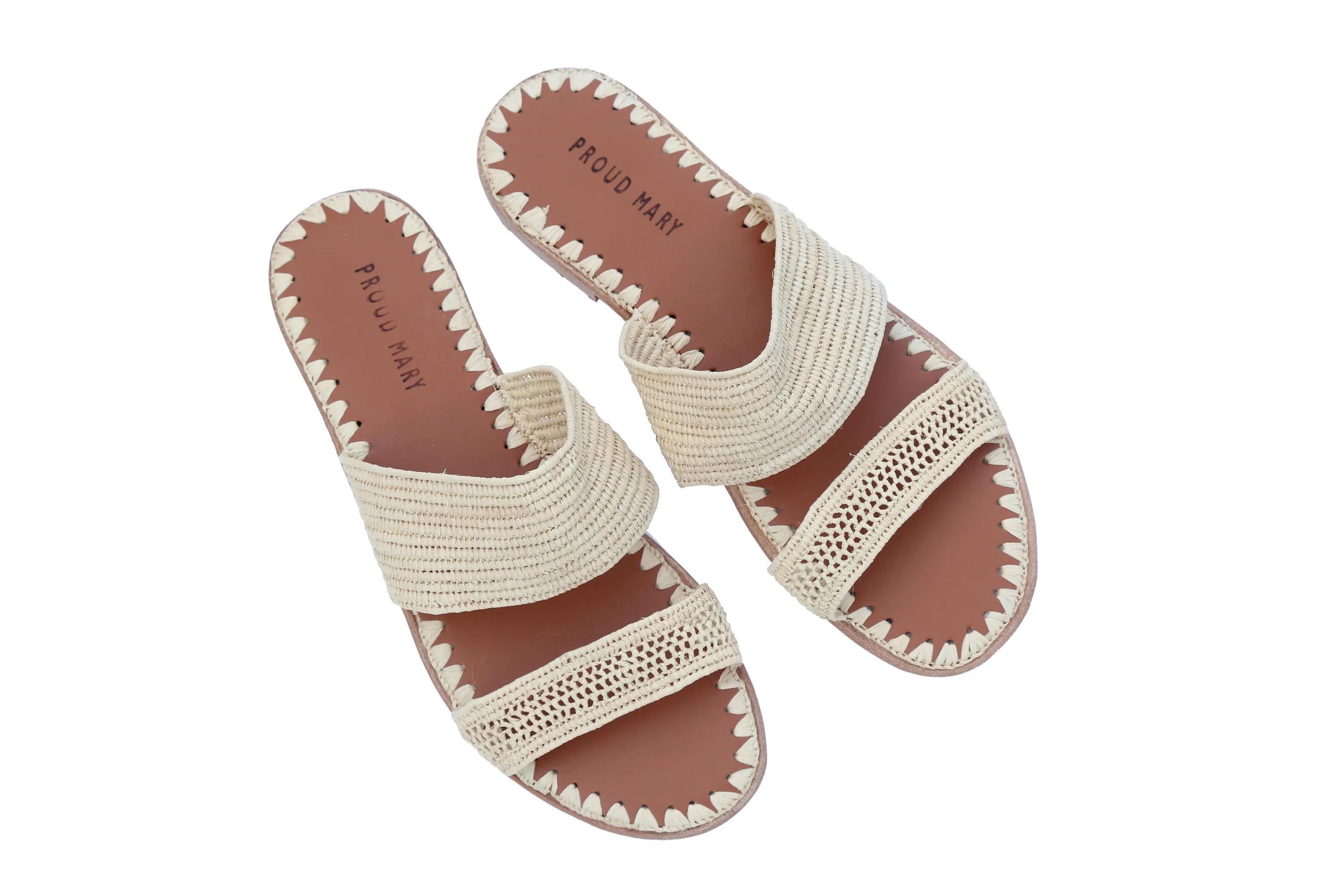 Raffia Two-Strap Slide (Natural)