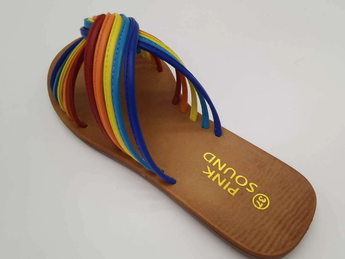 Rainbow Strap Flat Sandal