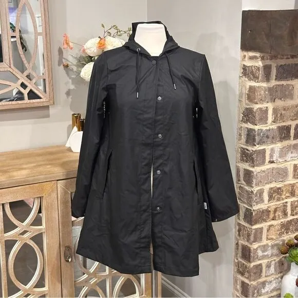 RAINS Women’s A-line Raincoat W Jacket in the Size XSMALL in the Color Black