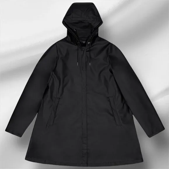 RAINS Women’s A-line Raincoat W Jacket in the Size XSMALL in the Color Black