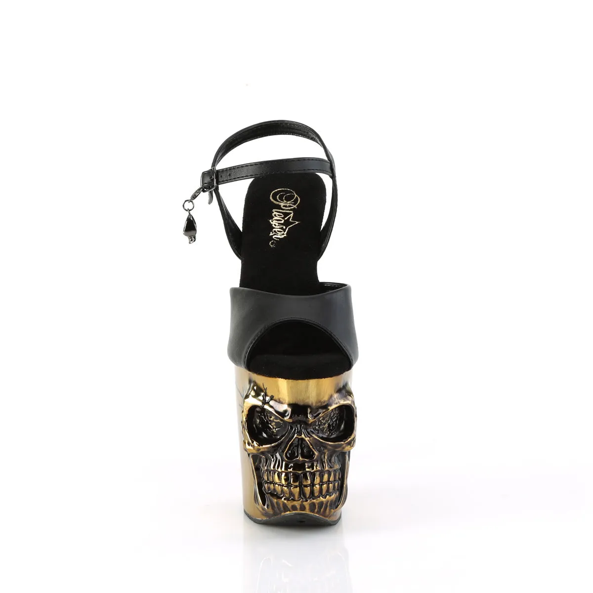 RAPTURE-809-LT  Black Faux Leather/Satin Copper Chrome