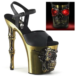 RAPTURE-809-LT  Black Faux Leather/Satin Copper Chrome