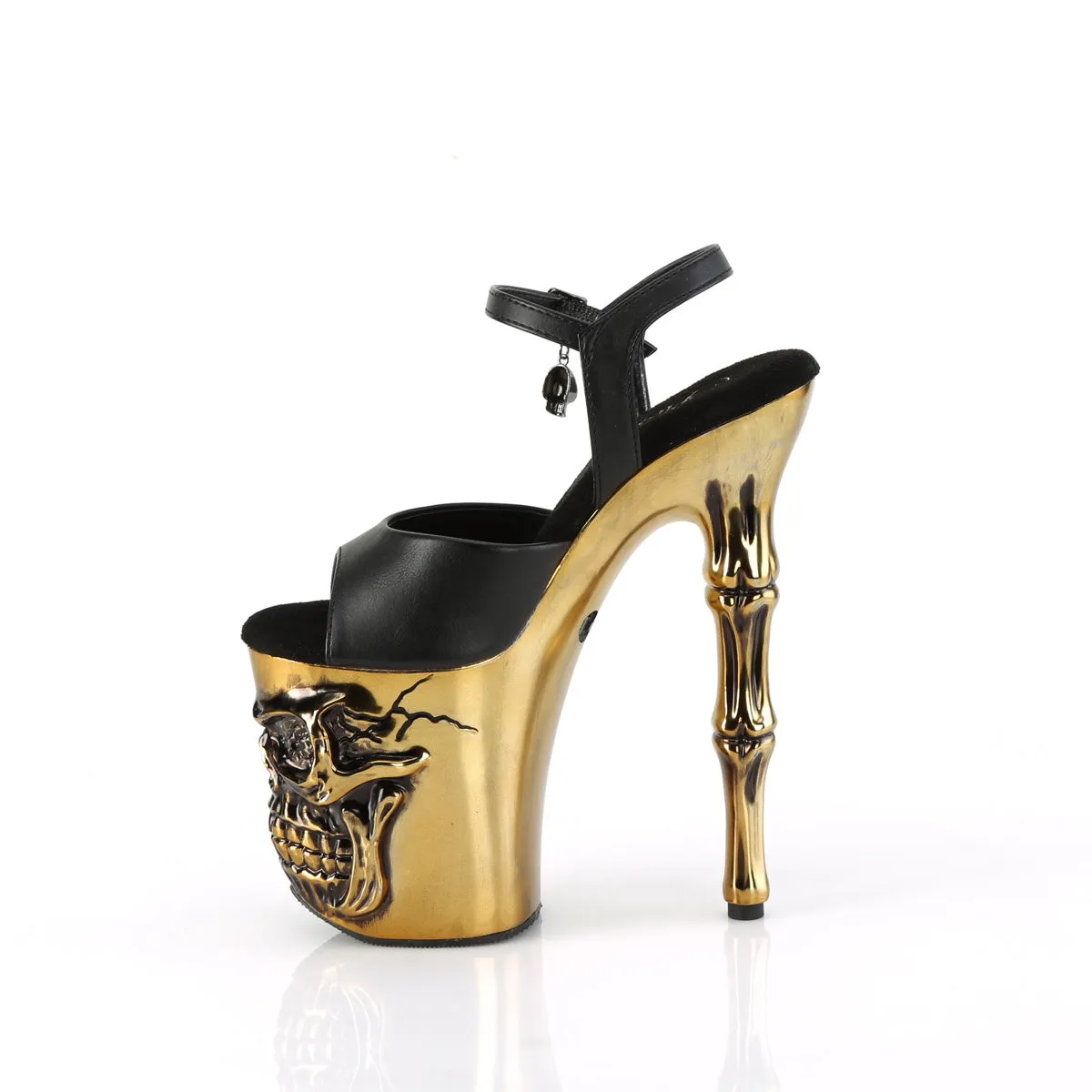 RAPTURE-809-LT  Black Faux Leather/Satin Copper Chrome