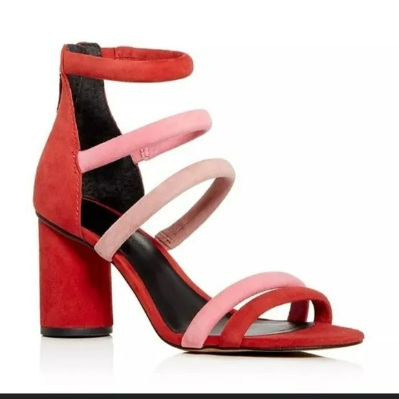 Recebba Minkoff suede color block strappy block helped sandal size 9
