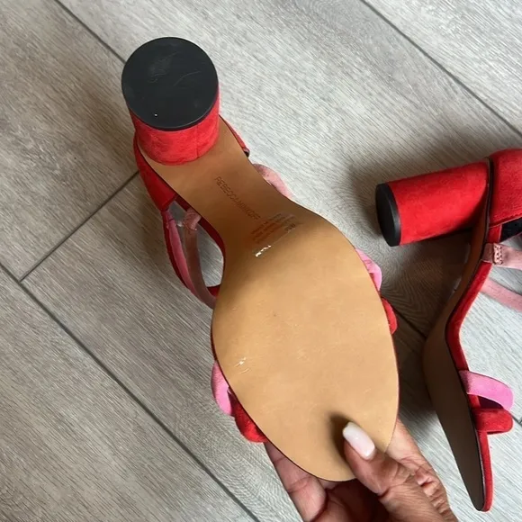 Recebba Minkoff suede color block strappy block helped sandal size 9