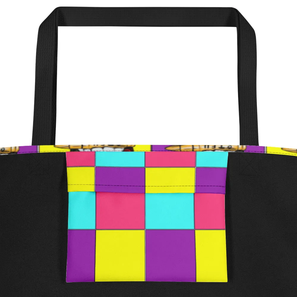 Retro Colorblock STFU Logo Beach Bag