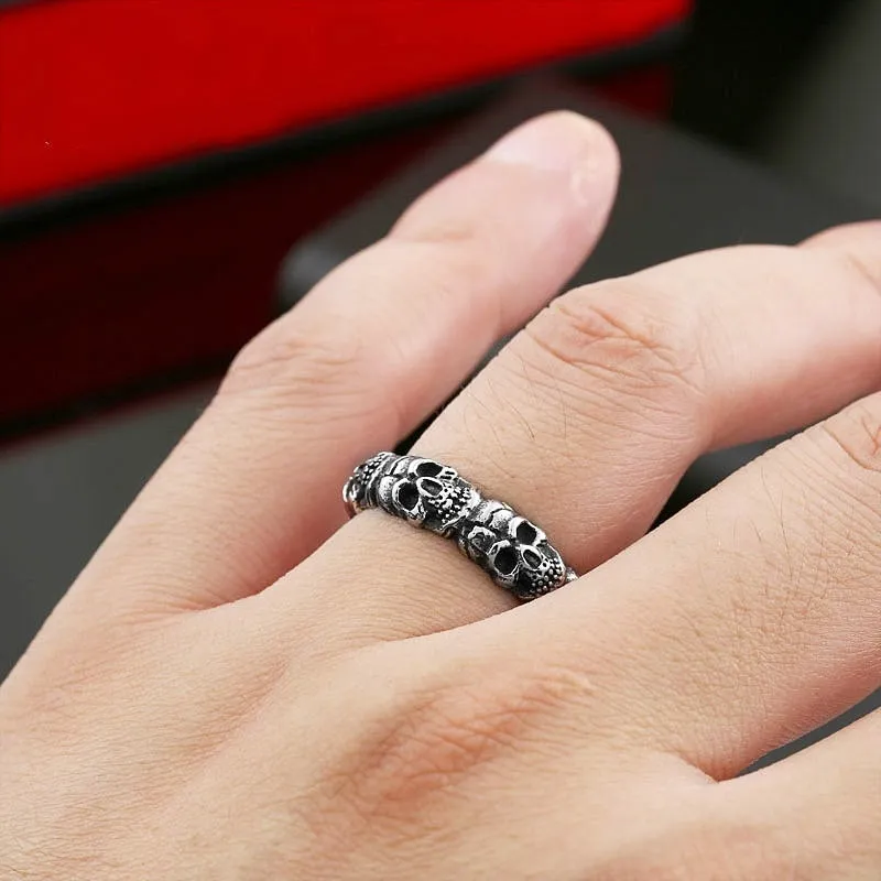 Retro Crack Skull Ring Biker Ring Punk Couple Skull Ring