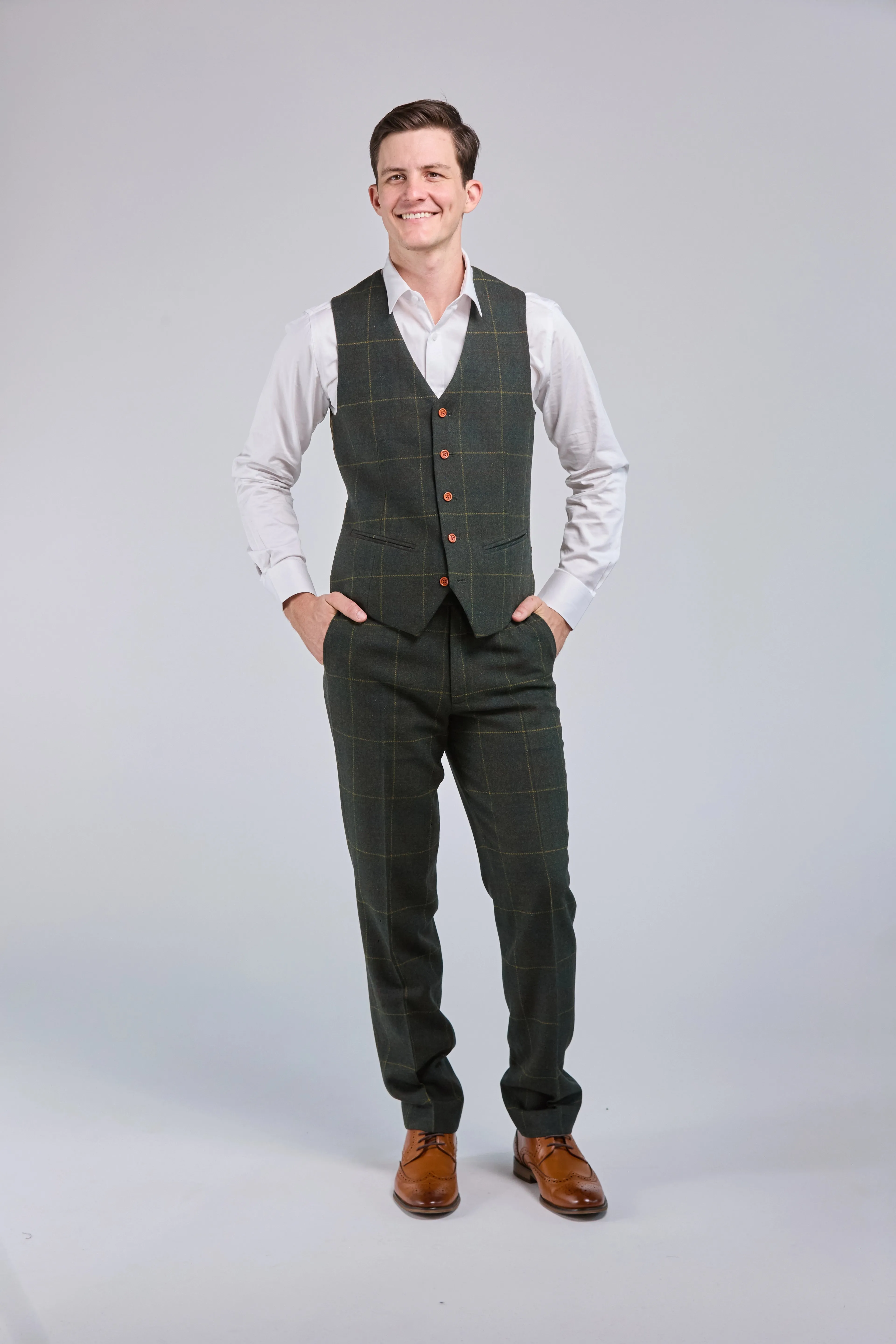 Retro Green Check Tweed 3 Piece Suit