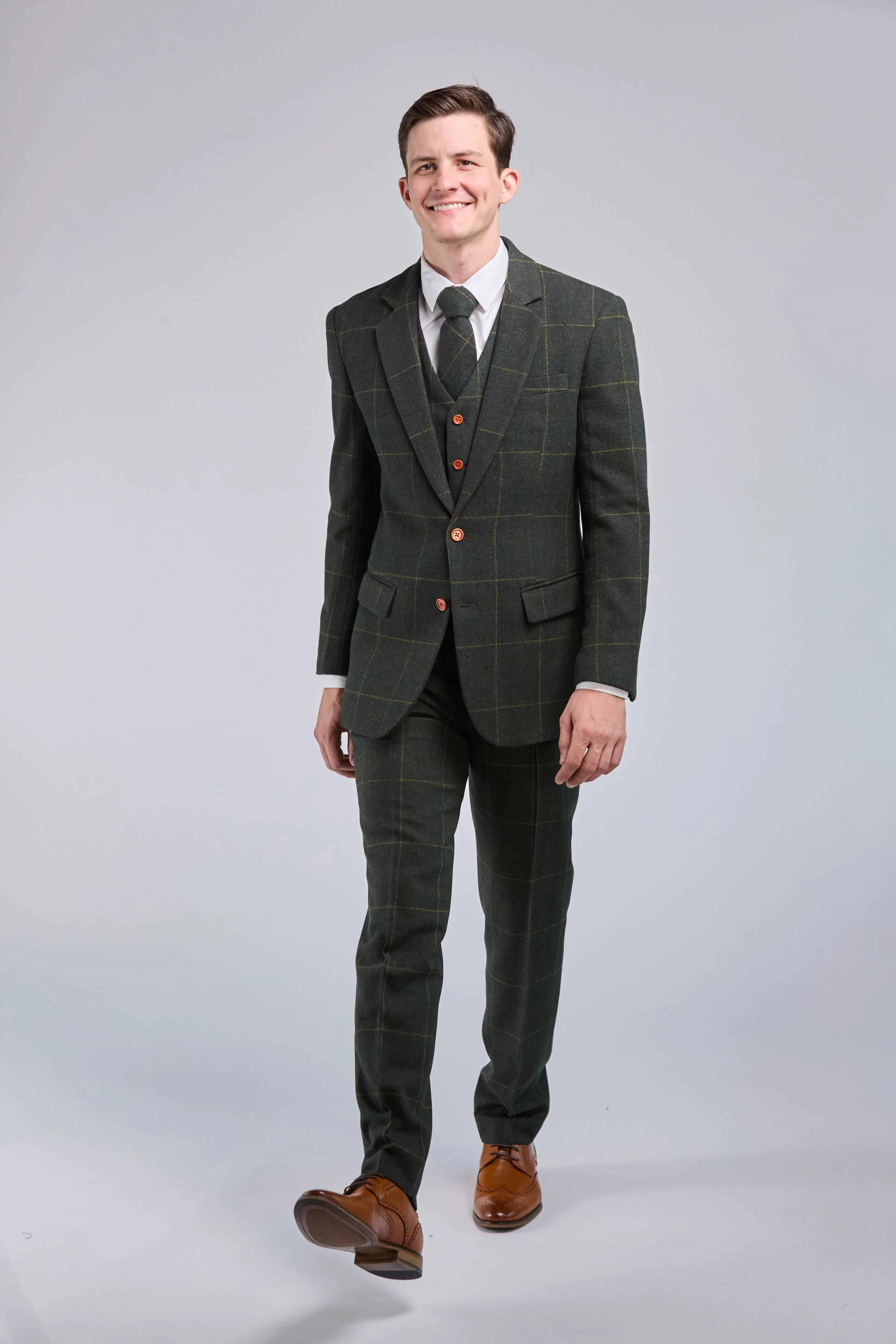 Retro Green Check Tweed 3 Piece Suit