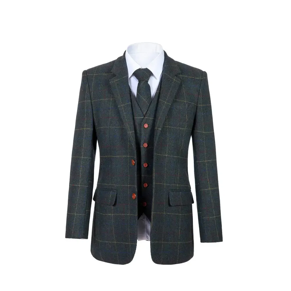 Retro Green Check Tweed 3 Piece Suit