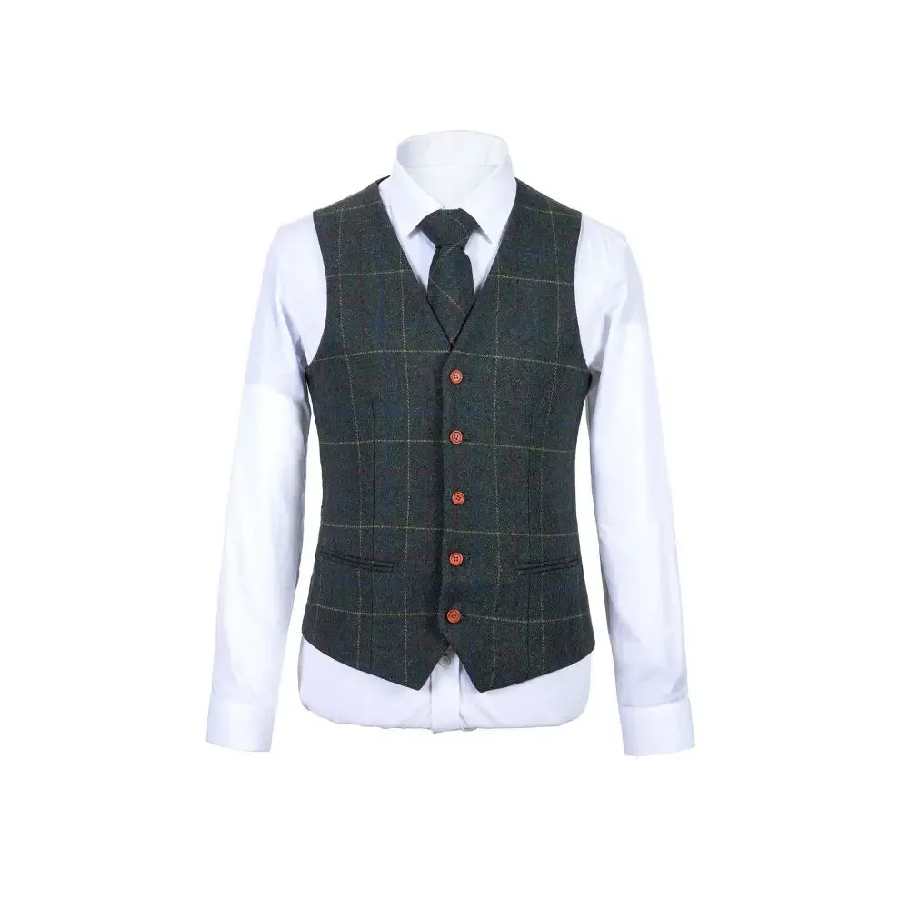 Retro Green Check Tweed 3 Piece Suit