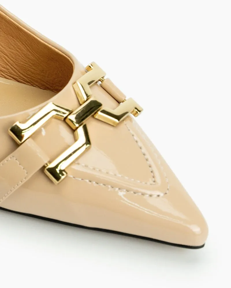 Retro Metal Decor Pointed Toe Stiletto Heels