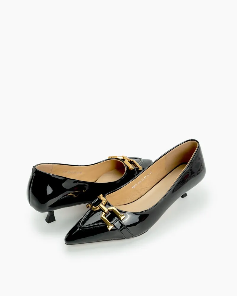 Retro Metal Decor Pointed Toe Stiletto Heels